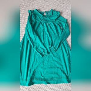 Girls Mini Boeen Long Sleeve Ruffle Yoke Dress - Green Christmas